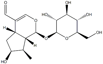 (1S)-1α-(β-D-Glucopyranosyloxy)-1,4aα,5,6,7,7aα-hexahydro-6α-hydroxy-7α-methylcyclopenta[c]pyran-4-carbaldehyde 结构式