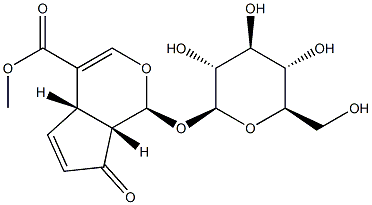 (1S)-1α-(β-D-Glucopyranosyloxy)-1,4aα,7,7aα-tetrahydro-7-oxocyclopenta[c]pyran-4-carboxylic acid methyl ester 结构式