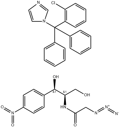 Acetamide, 2-azido-N-(2-hydroxy-1-(hydroxymethyl)-2-(4-nitrophenyl)eth yl)-, (R-(R*,R*))-, mixt. with 1-((2-chlorophenyl)diphenylmethyl)-1H-i midazole 结构式