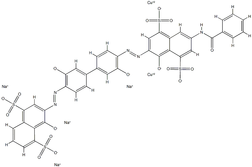 tetrasodium [mu-[7-benzamido-3-[[3,3'-dihydroxy-4'-[(1-hydroxy-4,8-disulpho-2-naphthyl)azo][1,1'-biphenyl]-4-yl]azo]-4-hydroxynaphthalene-1,5-disulphonato(8-)]]dicuprate(4-) 结构式