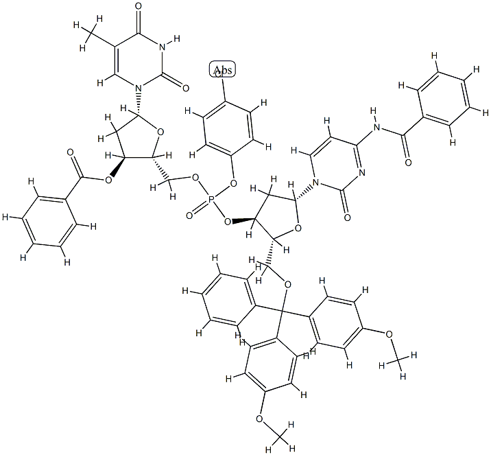N-benzoyl-P-(p-chlorophenyl)-2'-deoxycytidylyl-(3'->5')-5'-O-(p,p'-dimethoxytrityl)thymidine 3'-benzoate 结构式