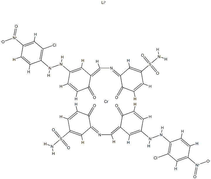 双[3-[[[[5-[(2-氯-4-硝基苯基)偶氮]-2-羟基苯基]亚甲基]氨基]-4-羟基苯磺酰胺合(2-)]]铬酸(1-)锂 结构式