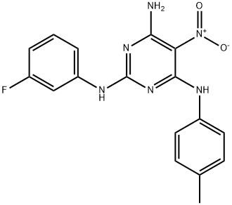 N~2~-(3-fluorophenyl)-N~4~-(4-methylphenyl)-5-nitropyrimidine-2,4,6-triamine 结构式