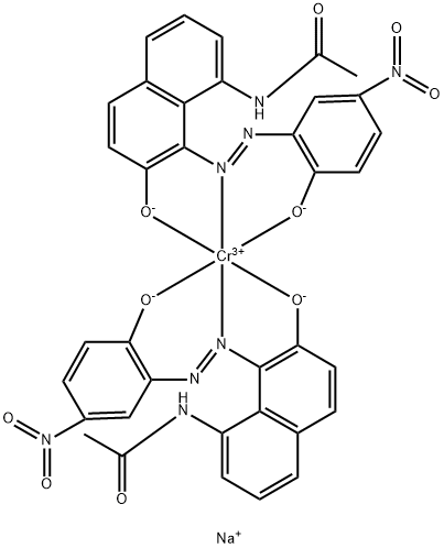 二[N-[7-羟基-8-[(2-羟基-5-硝基苯基)偶氮]-1-萘基]乙酰氨合(2-)]铬酸钠 结构式