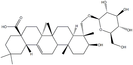 23-(β-D-Glucopyranosyloxy)-3β-hydroxy-5α-olean-12-en-28-oic acid 结构式