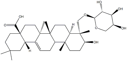 23-(α-L-Arabinopyranosyloxy)-3β-hydroxy-5α-olean-12-en-28-oic acid 结构式