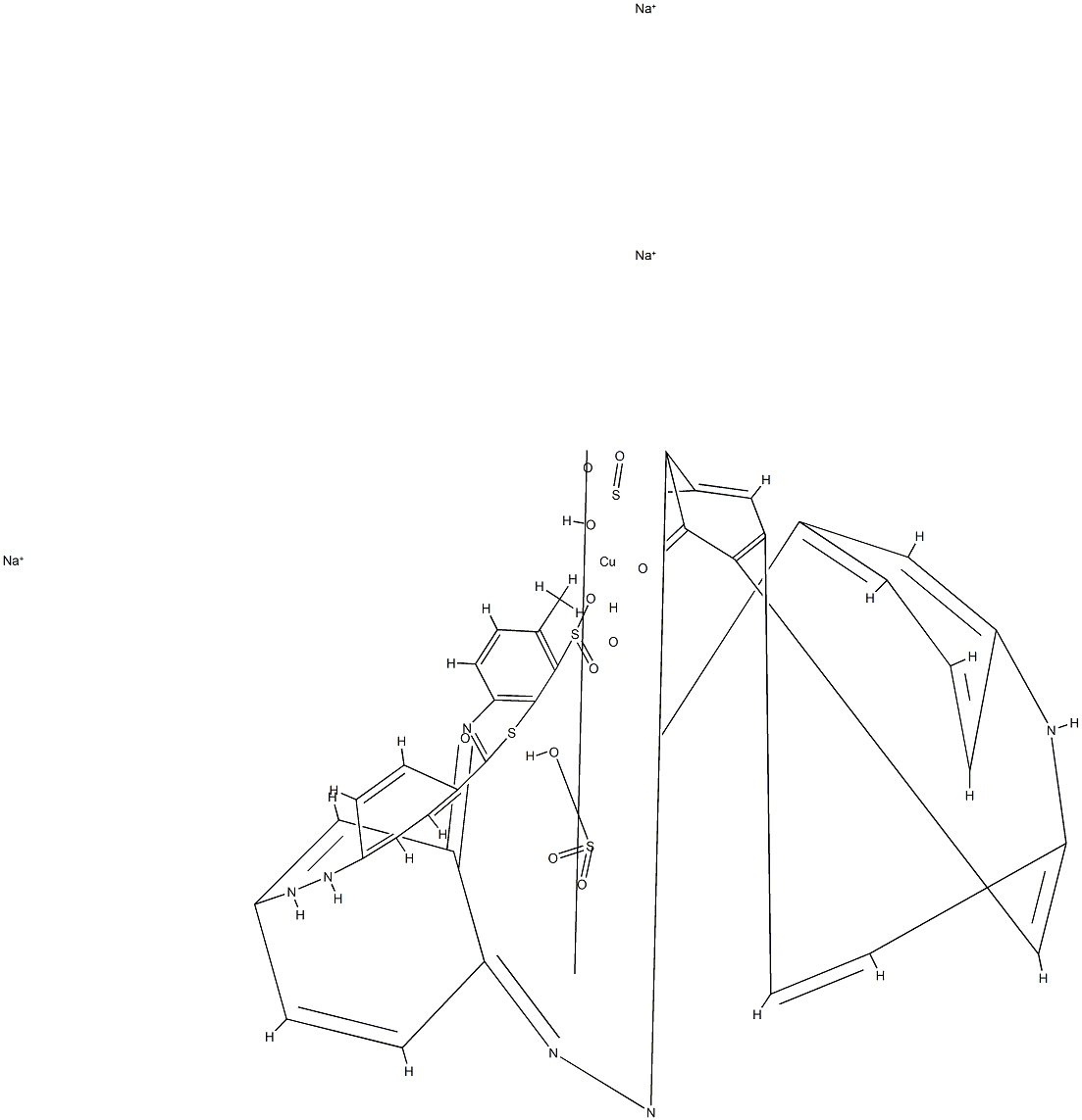 trisodium [2-[4-[[3-hydroxy-4-[[1-hydroxy-3-sulpho-7-(3-sulphoanilino)-2-naphthyl]azo]phenyl]azo]phenyl]-6-methyl-7-benzothiazolesulphonato(5-)]cuprate(3-) 结构式