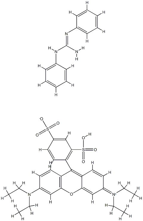 hydrogen 3,6-bis(diethylamino)-9-(2,4-disulphonatophenyl)xanthylium, compound with N,N'-diphenylguanidine (1:1)  结构式