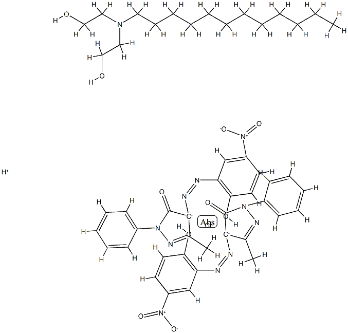 hydrogen bis[2,4-dihydro-4-[(2-hydroxy-5-nitrophenyl)azo]-5-methyl-2-phenyl-3H-pyrazol-3-onato(2-)]chromate(1-), compound with 2,2'-(dodecylimino)bis[ethanol] (1:1) 结构式