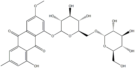 大黄素甲醚-8-O-Β-龙胆二糖苷 结构式