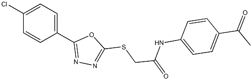 N-(4-acetylphenyl)-2-{[5-(4-chlorophenyl)-1,3,4-oxadiazol-2-yl]sulfanyl}acetamide 结构式