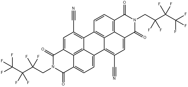 Anthra[2,1,9-def:6,5,10-d'e'f']diisoquinoline-5,12-dicarbonitrile, 2,9-bis(2,2,3,3,4,4,4-heptafluorobutyl)-1,2,3,8,9,10-hexahydro-1,3,8,10-tetraoxo- 结构式