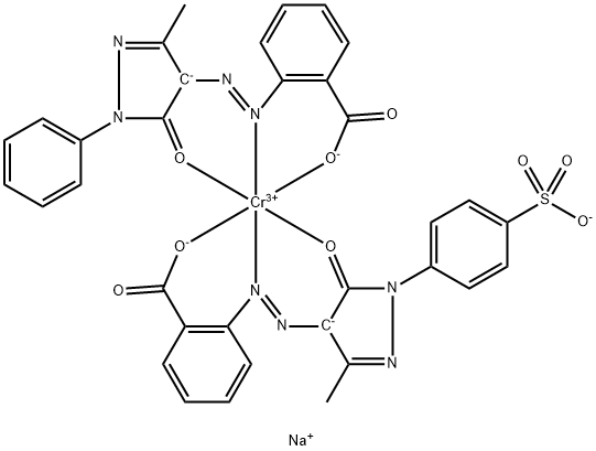 disodium [2-[(4,5-dihydro-3-methyl-5-oxo-1-phenyl-1H-pyrazol-4-yl)azo]benzoato(2-)][2-[[4,5-dihydro-3-methyl-5-oxo-1-(4-sulphophenyl)-1H-pyrazol-4-yl]azo]benzoato(3-)]chromate(2-) 结构式