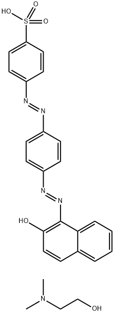 p-[[4-[(2-hydroxy-1-naphthyl)azo]phenyl]azo]benzenesulphonic acid, compound with 2-(dimethylamino)ethanol (1:1) 结构式