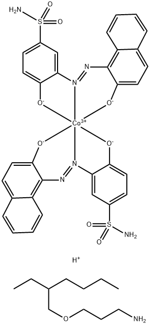 二[4-羟基-3-[(2-羟基-1-萘基)偶氮]苯磺酰胺合]钴酸氢、3-[(2-乙基己基)氧基]-1-丙胺的化合物 结构式