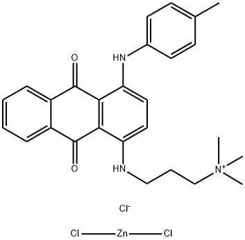 [3-[[9,10-dihydro-9,10-dioxo-4-(p-toluidino)-1-anthryl]amino]propyl]trimethylammonium chloride, compound with zinc chloride 结构式