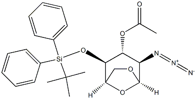 1,6-Anhydro-2-azido-2-deoxy-4-o-[(1,1-dimethylethyl)diphenylsilyl]-beta-D-glucopyranose3-acetate 结构式