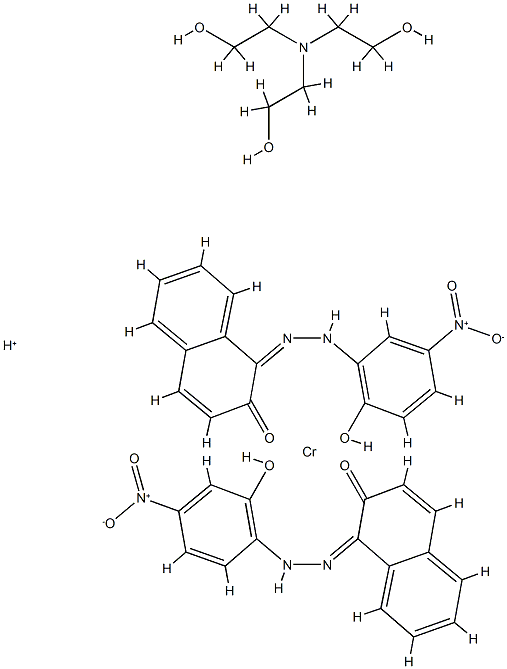 hydrogen [1-[(2-hydroxy-4-nitrophenyl)azo]-2-naphtholato(2-)][1-[(2-hydroxy-5-nitrophenyl)azo]-2-naphtholato(2-)]chromate(1-) , compound with 2,2',2''-nitrilotris[ethanol] (1:1) 结构式