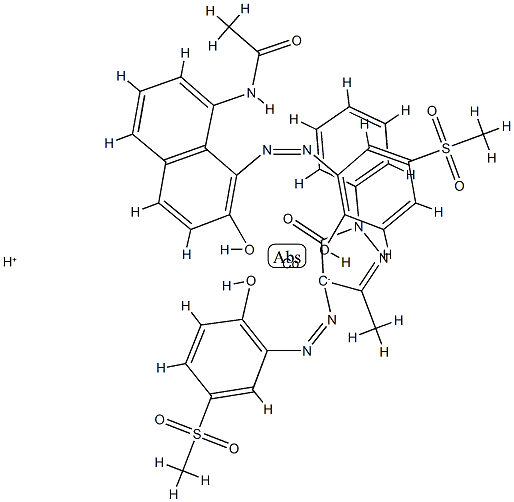 Cobaltate(1-), [2,4-dihydro-4-[[2-hydroxy-5-(methylsulfonyl)phenyl]azo]-5-methyl-2-phenyl-3H-pyrazol-3-onato(2-)][N-[7-hydroxy-8-[[2-hydroxy-5-(methylsulfonyl)phenyl]azo]-1-naphthalenyl]acetamidato(2-)]-, hydrogen 结构式