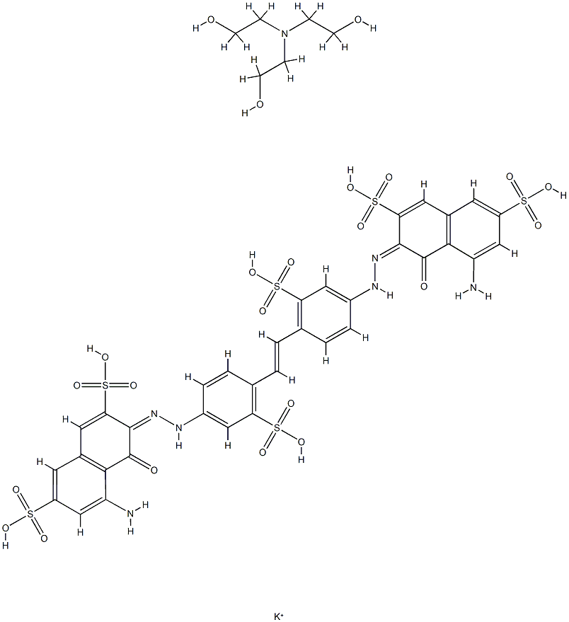 3,3'-[1,2-乙二基[(3-磺基-4,1-亚苯基)偶氮]]二[5-氨基-4-羟基-2,7-萘二磺酸]钾盐与三乙醇胺的化合物 结构式