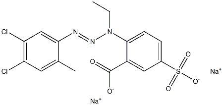 disodium 2-[1-ethyl-3-(4,5-dichloro-2-methylphenyl)-2-trienyl]-5-sulphonatobenzoate 结构式