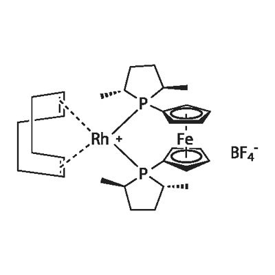 (-)-1,1-双[(2R,5R)-2,5-二甲基膦]二茂铁(1,5-环辛二烯)铑(I)四氟硼酸盐 结构式