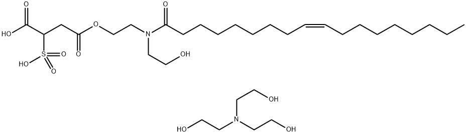 4-[2-[(2-hydroxyethyl)(1-oxooleyl)amino]ethyl] hydrogen 2-sulphosuccinate, compound with 2,2',2''-nitrilotri[ethanol] (1:2) 结构式