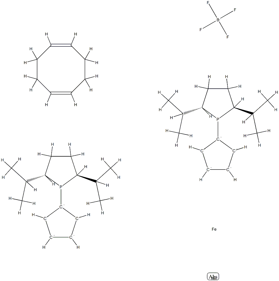 (+)-1,1'-双[(2S,5S)-2,5-二异丙基膦]二茂铁(1,5-环辛二烯)铑(I)四氟硼酸盐 结构式