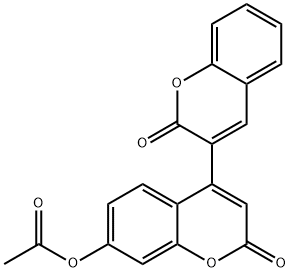 2,2'-dioxo-2H,2'H-3,4'-bichromen-7'-yl acetate 结构式