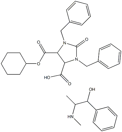 cyclohexyl hydrogen cis-1,3-dibenzyl-2-oxoimidazolidine-4,5-dicarboxylate, compound with [R-(R*,S*)]-alpha-[1-(methylamino)ethyl]benzyl alcohol (1:1) 结构式