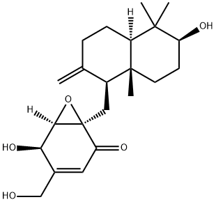 [1R,6R,(+)]-1α-[[(1S,4aR)-Decahydro-6β-hydroxy-5,5,8aβ-trimethyl-2-methylenenaphthalene-1β-yl]methyl]-5β-hydroxy-4-(hydroxymethyl)-7-oxabicyclo[4.1.0]hepta-3-ene-2-one 结构式