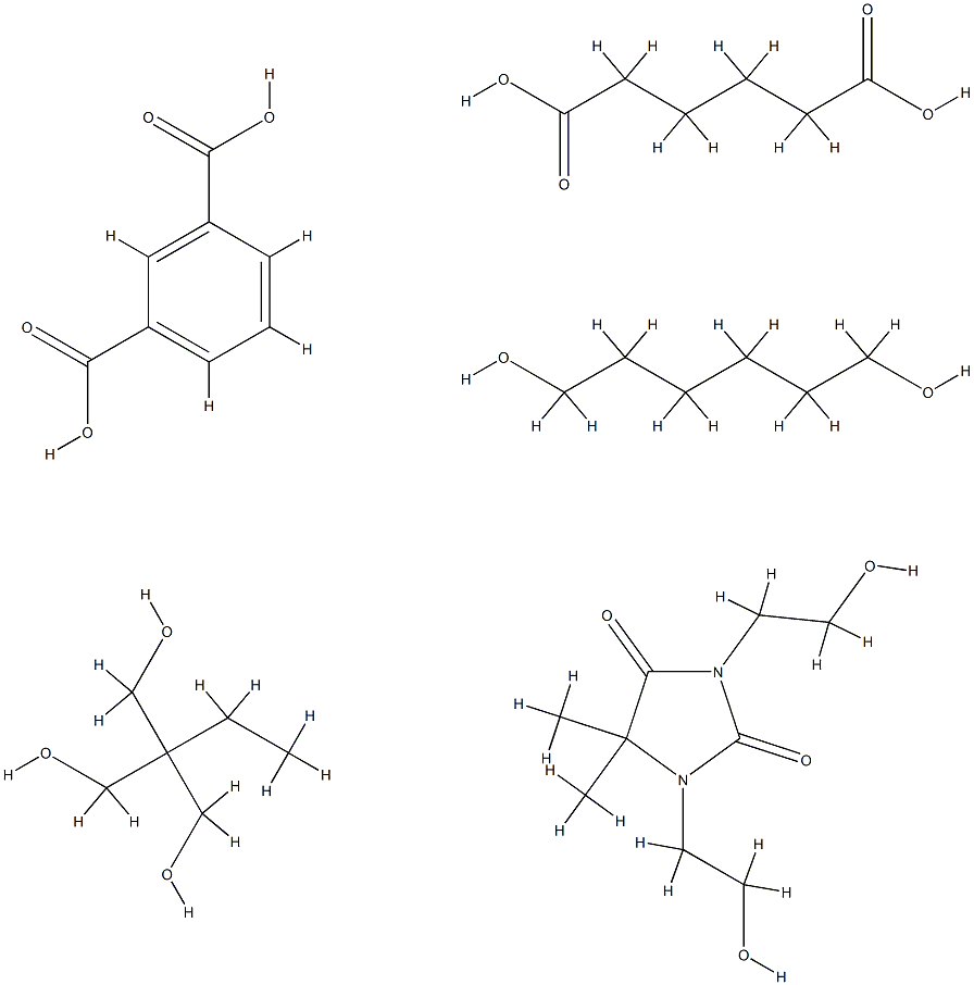 1,3-Benzenedicarboxylic acid, polymer with 1,3-bis(2-hydroxyethyl)-5,5-dimethyl-2,4-imidazolidinedione, 2-ethyl-2-(hydroxymethyl)-1,3-propanediol, hexanedioic acid and 1,6-hexanediol 结构式