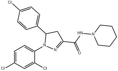 1H-Pyrazole-3-carboxaMide, 5-(4-chlorophenyl)-1-(2,4-dichlorophenyl)-4,5-dihydro-N-1-piperidinyl- 结构式