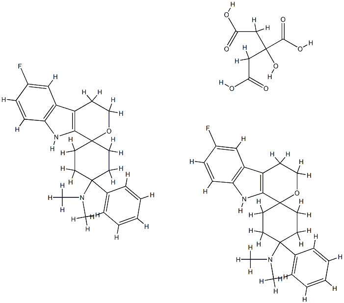 (1ALPHA,4BETA)-6'-氟-4',9'-二氢-N,N-二甲基-4-苯基-螺[环己烷-1,1'(3'H)-吡喃并[3,4-B]吲哚]-4-胺半柠檬酸盐 结构式