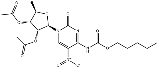 5'-脱氧-5-硝基-N-[(戊氧基)羰基]胞苷 2',3'-二乙酸酯 结构式