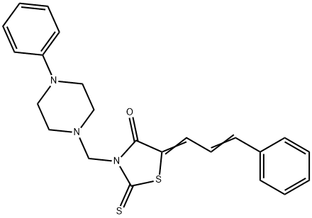 (5E)-5-cinnamylidene-3-[(4-phenylpiperazin-1-yl)methyl]-2-sulfanyliden e-thiazolidin-4-one 结构式