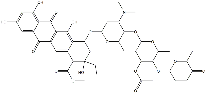 3'-O-Acetyl-2-hydroxyaclacinomycin 结构式