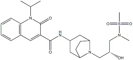 1,2-二氢-N-[(3-内)-8-[(2R)-2-羟基-3-[甲基(甲磺酰基)氨基]丙基]-8-氮杂双环[3.2.1]辛-3-基]-1-(1-甲基乙基)-2-氧代-3-喹啉甲酰胺 结构式