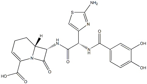 (6R,7S)-7α-[[(S)-(2-Amino-4-thiazolyl)[(3,4-dihydroxybenzoyl)amino]acetyl]amino]-8-oxo-1-azabicyclo[4.2.0]oct-2-ene-2-carboxylic acid 结构式