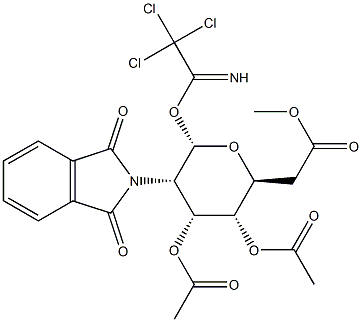 3,4,6-三-O-乙酰基-2-脱氧-2-苯二甲酰亚氨基-Β-D-半乳糖吡喃糖苷2,2,2-三氯亚氨逐乙酸酯 结构式