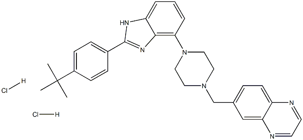 6-[[4-[2-[4-(1,1-Dimethylethyl)phenyl]-1H-benzimidazol-7-yl]-i-piperazinyl]methyl]-quinoxalinedihydrochloride 结构式