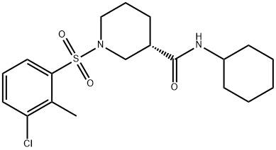 (S)-1-((3-氯-2-甲基苯基)磺酰基)-N-环己基哌啶-3-甲酰胺 结构式