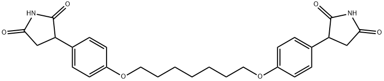 3-[4-[7-[4-(2,5-dioxopyrrolidin-3-yl)phenoxy]heptoxy]phenyl]pyrrolidin e-2,5-dione 结构式