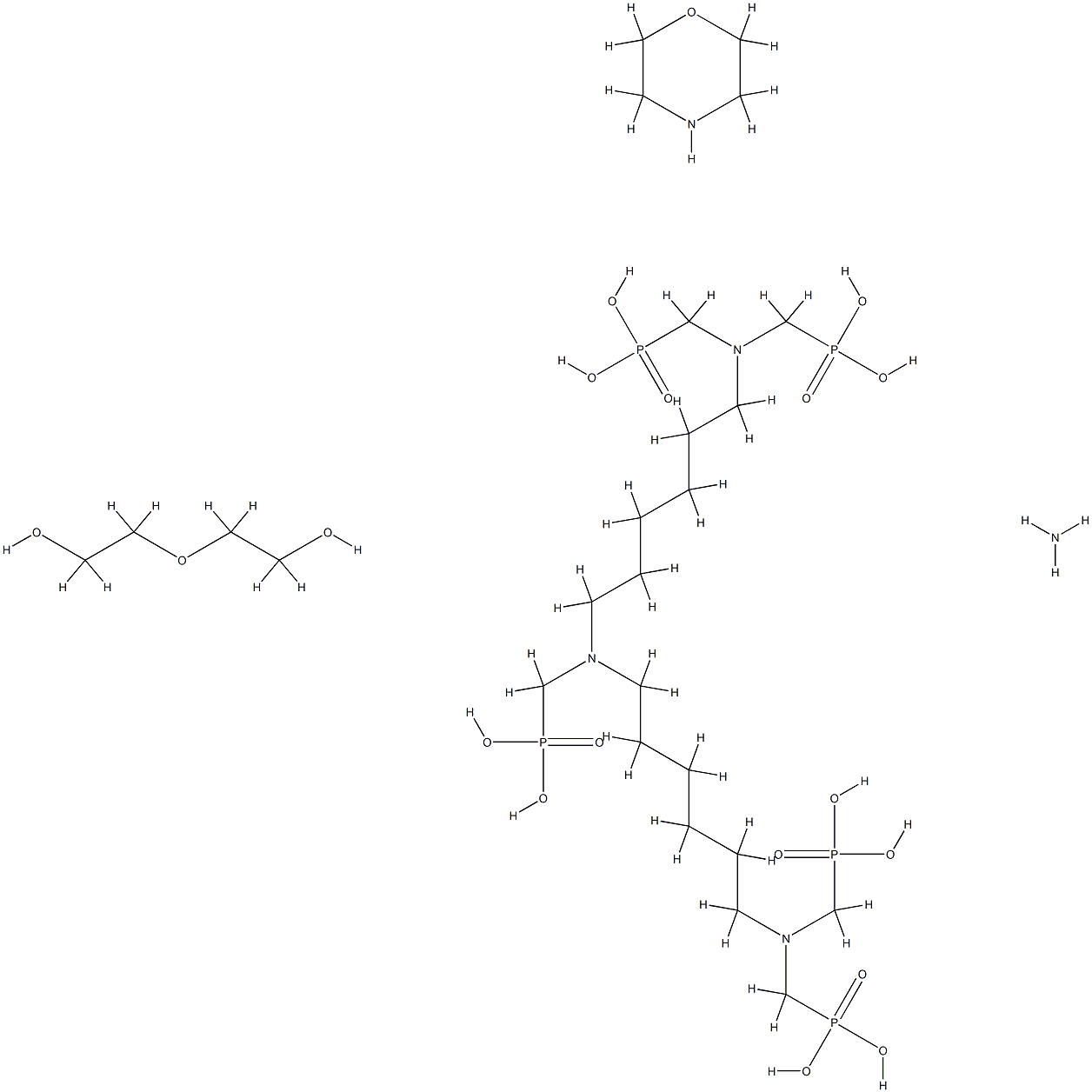 Phosphonic acid, [[(phosphonomethyl)imino] bis[6,1-hexanediylnitrilobis(methylene)]]tetrakis -, reaction products with ammonia-diethylene glycol reaction product morpholine derivs. residues 结构式