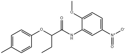 N-(2-methoxy-5-nitrophenyl)-2-(4-methylphenoxy)butanamide 结构式