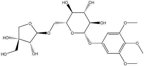 3,4,5-三甲氧基苯基 6-O-D-芹糖-BETA-D-呋喃糖基-BETA-D-葡萄糖苷 结构式