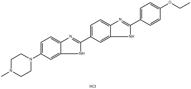2'-(4-乙氧基苯基)-5-(4-甲基-1-哌嗪基)-2,5'-联-1H-苯并咪唑三盐酸盐 结构式