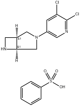 3,6-Diazabicyclo[3.2.0]heptane, 3-(5,6-dichloro-3-pyridinyl)-, (1S,5S)-, Monobenzenesulfonate 结构式