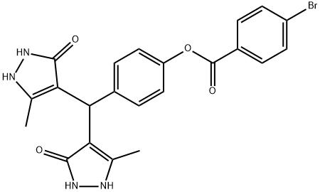 4-[bis(5-hydroxy-3-methyl-1H-pyrazol-4-yl)methyl]phenyl 4-bromobenzoate 结构式