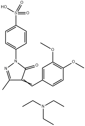 4-[4-[(3,4-dimethoxyphenyl)methylene]-4,5-dihydro-3-methyl-5-oxo-1H-pyrazol-1-yl]benzenesulphonic acid, compound with triethylamine (1:1) 结构式